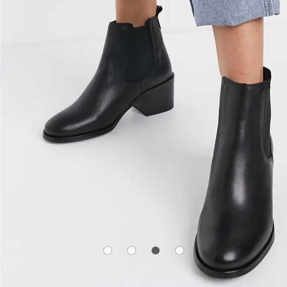 Asos Depp Block Heel Chelsea‎ Boot Leather 40 9 Black - Picture 14 of 14